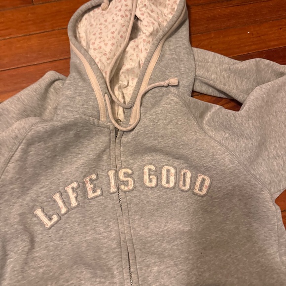 Life Is Good Women's Gray Zip-Up Hoodie size medium - Picture 2 of 4